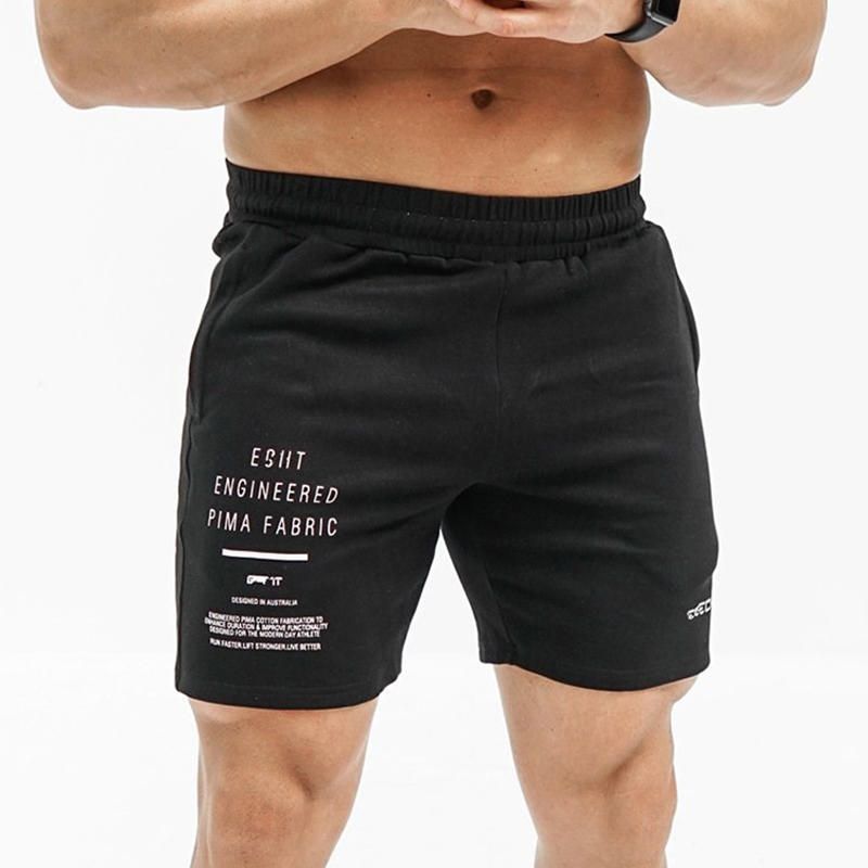 Pantalones Cortos Deportivos Con Estampado De Letras Que Absorben La Humedad De Algodón Para Hombre