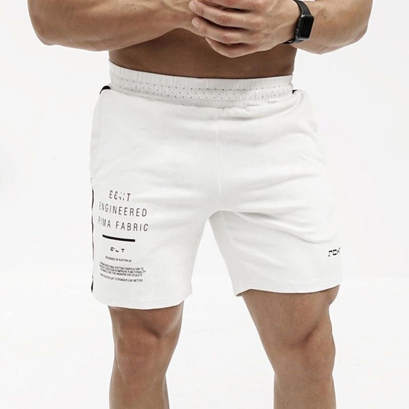 Pantalones Cortos Deportivos Con Estampado De Letras Que Absorben La Humedad De Algodón Para Hombre