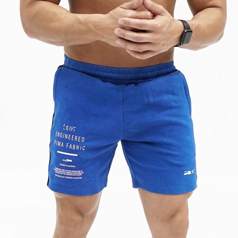 Pantalones Cortos Deportivos Con Estampado De Letras Que Absorben La Humedad De Algodón Para Hombre