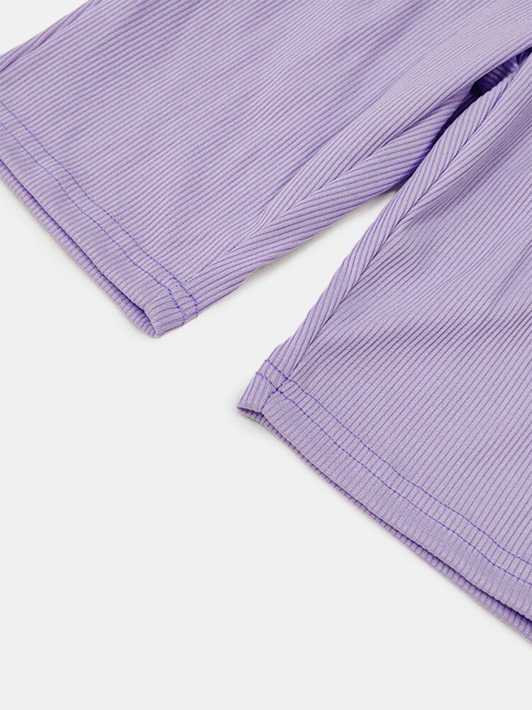 Pantalones Cortos Deportivos Elásticos De Cintura Alta De Color Sólido Para Mujer