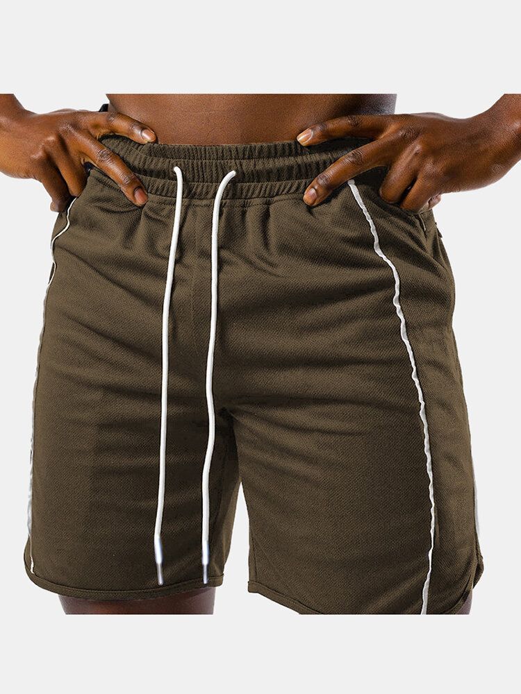 Pantalones Cortos Deportivos De Entrenamiento Con Cordón De Bolsillo Deportivo De Color Sólido Para Hombre