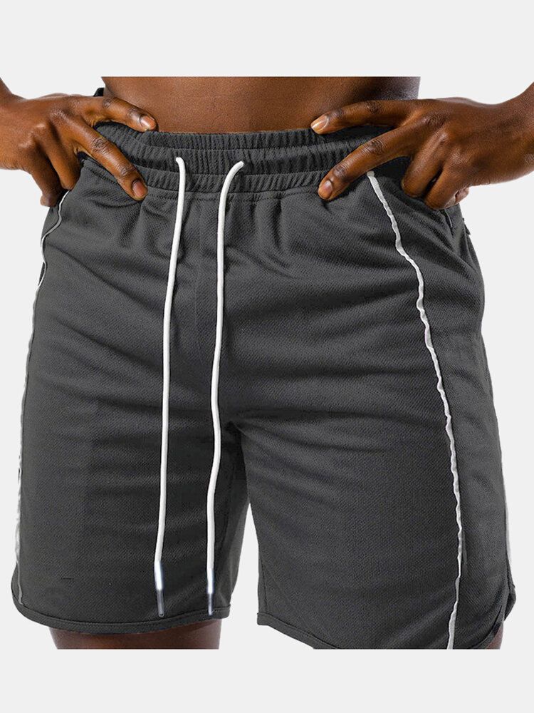 Pantalones Cortos Deportivos De Entrenamiento Con Cordón De Bolsillo Deportivo De Color Sólido Para Hombre