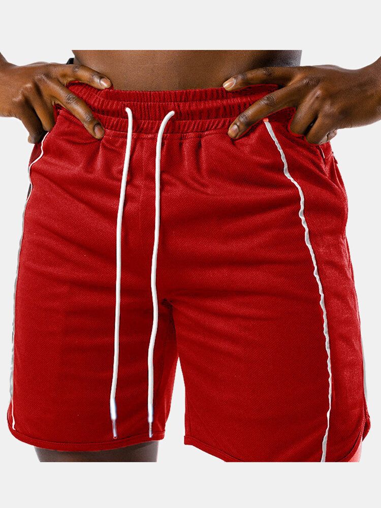 Pantalones Cortos Deportivos De Entrenamiento Con Cordón De Bolsillo Deportivo De Color Sólido Para Hombre