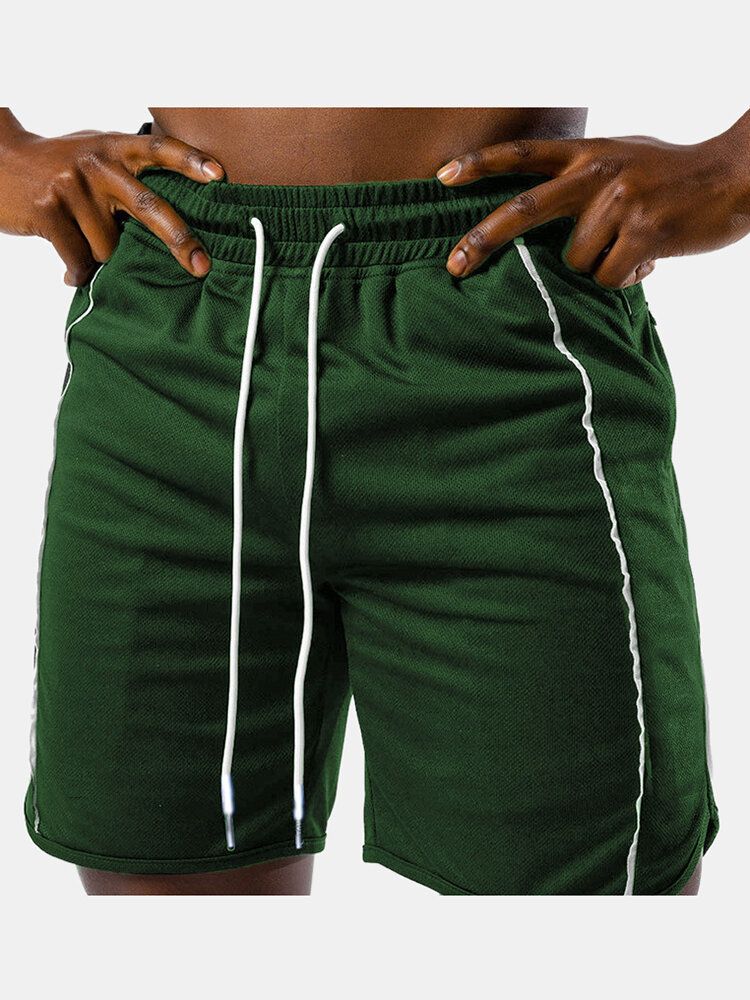 Pantalones Cortos Deportivos De Entrenamiento Con Cordón De Bolsillo Deportivo De Color Sólido Para Hombre