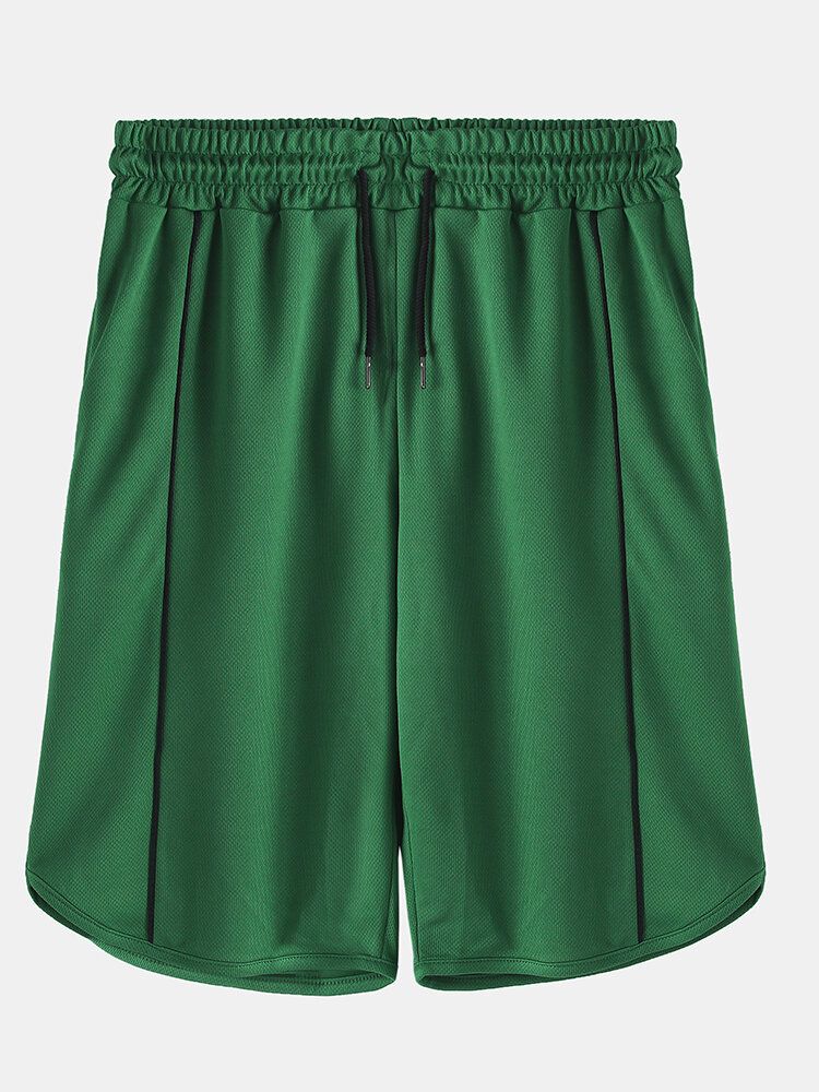 Pantalones Cortos Deportivos De Entrenamiento Con Cordón De Bolsillo Deportivo De Color Sólido Para Hombre