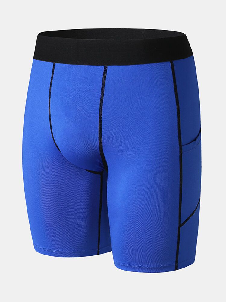 Pantalones Cortos Deportivos Finos Transpirables De Cintura Media Con Bolsillo De Secado Rápido Y Elásticos Para Hombre