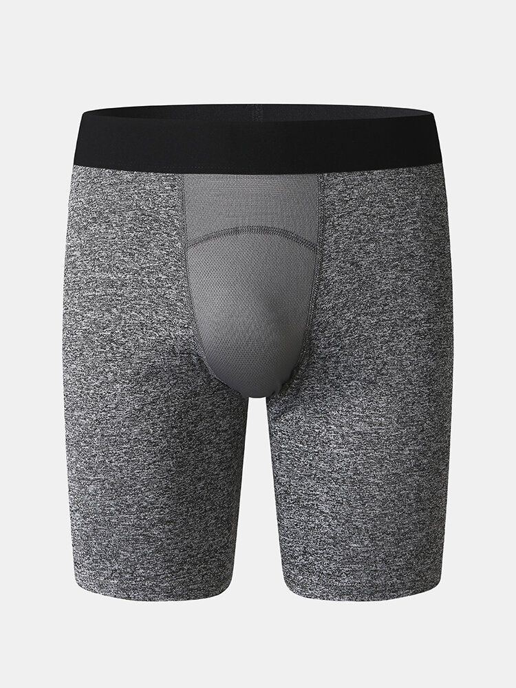 Pantalones Cortos Deportivos Para Hombre Color Sólido Elásticos Delgados De Secado Rápido Con Entrepierna Y Malla