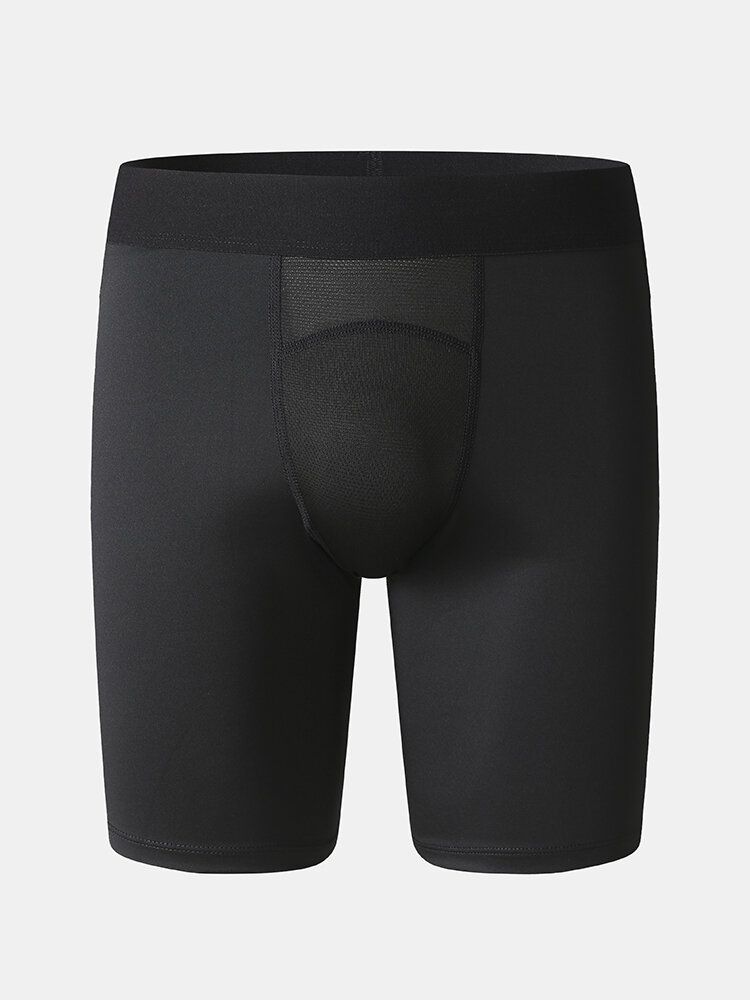 Pantalones Cortos Deportivos Para Hombre Color Sólido Elásticos Delgados De Secado Rápido Con Entrepierna Y Malla