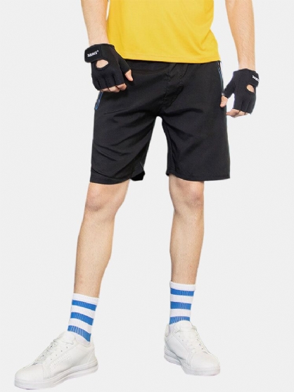 Pantalones Cortos Deportivos Transpirables De Secado Rápido Con Bolsillos Con Cremallera De Color En Contraste Para Hombre