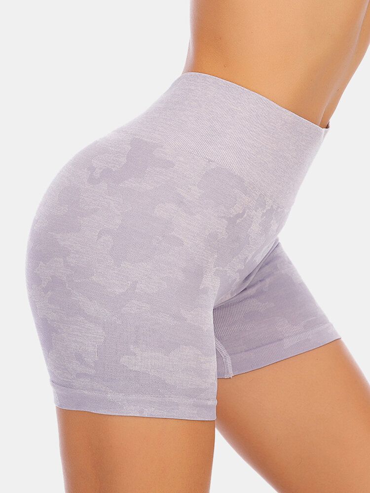 Pantalones Cortos De Motociclista Elásticos De Cintura Alta De Secado Rápido Para Mujer De Camuflaje