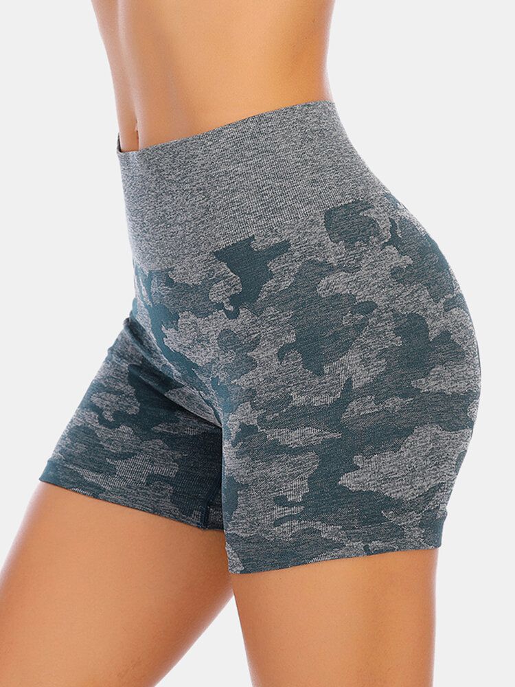 Pantalones Cortos De Motociclista Elásticos De Cintura Alta De Secado Rápido Para Mujer De Camuflaje