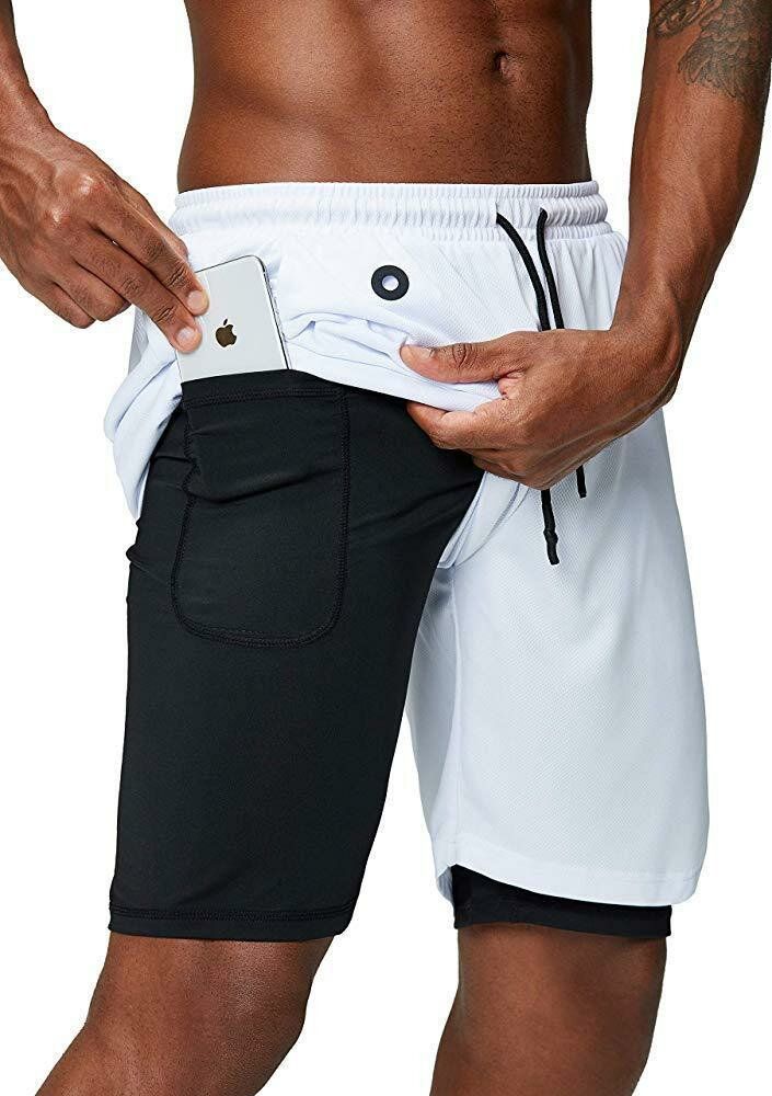 Pantalones Cortos Para Hombre Sólidos De Secado Rápido Prácticos De Alta Elasticidad Para Entrenamiento Deportivo Gimnasio Fitness