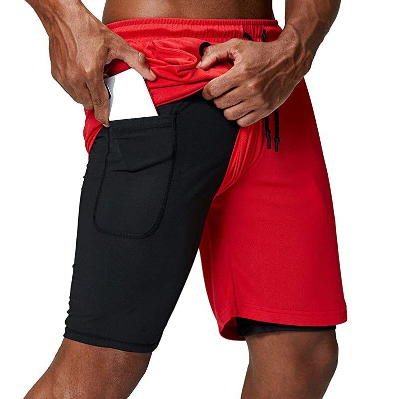 Pantalones Cortos Para Hombre Sólidos De Secado Rápido Prácticos De Alta Elasticidad Para Entrenamiento Deportivo Gimnasio Fitness