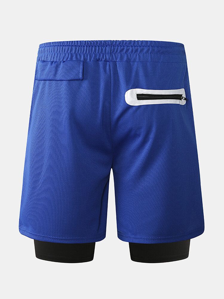 Pantalones Cortos Para Hombre Sólidos De Secado Rápido Prácticos De Alta Elasticidad Para Entrenamiento Deportivo Gimnasio Fitness