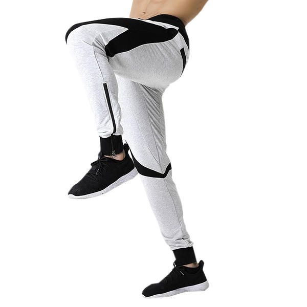 Pantalones Deportivos Casuales De Color Con Costuras Ajustados Para Hombre