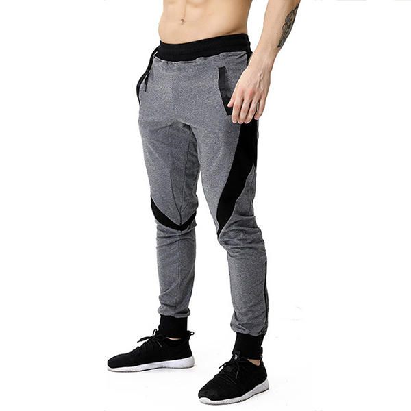 Pantalones Deportivos Casuales De Color Con Costuras Ajustados Para Hombre