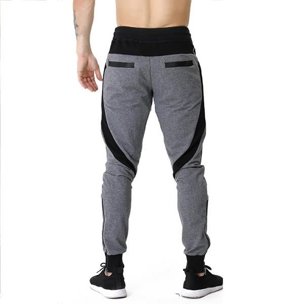 Pantalones Deportivos Casuales De Color Con Costuras Ajustados Para Hombre