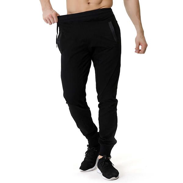 Pantalones Deportivos Casuales De Color Con Costuras Ajustados Para Hombre