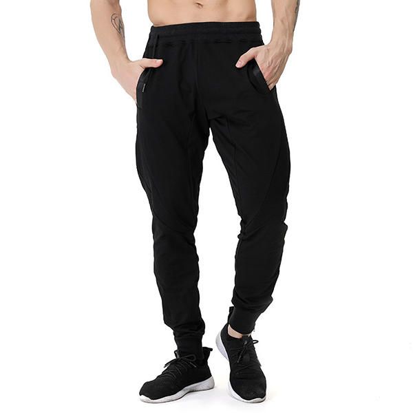 Pantalones Deportivos Casuales De Color Con Costuras Ajustados Para Hombre