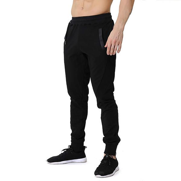 Pantalones Deportivos Casuales De Color Con Costuras Ajustados Para Hombre