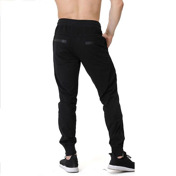 Pantalones Deportivos Casuales De Color Con Costuras Ajustados Para Hombre