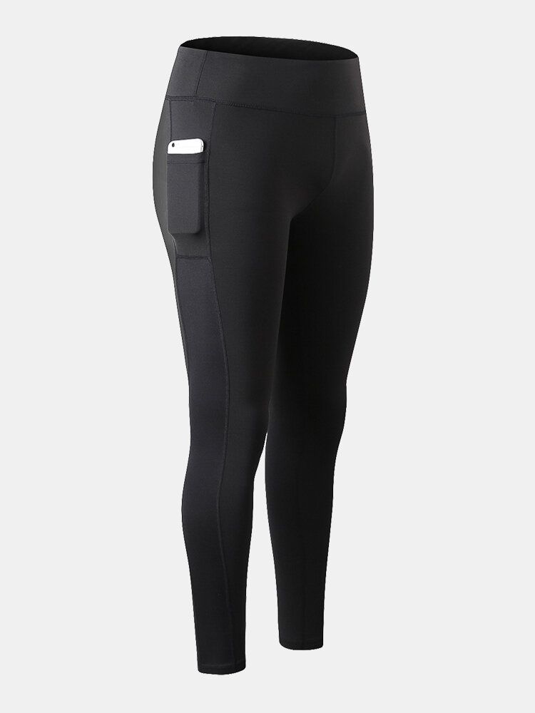 Pantalones Deportivos De Cintura Alta Con Bolsillo Que Absorbe La Humedad De Secado Rápido En Color De Contraste Para Mujer