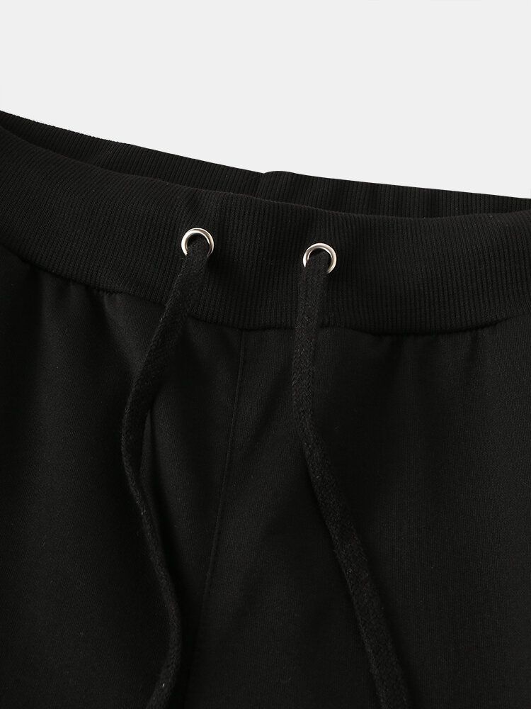 Pantalones Deportivos Deportivos Con Cordón Negro Con Estampado De Letras De Algodón Para Hombre