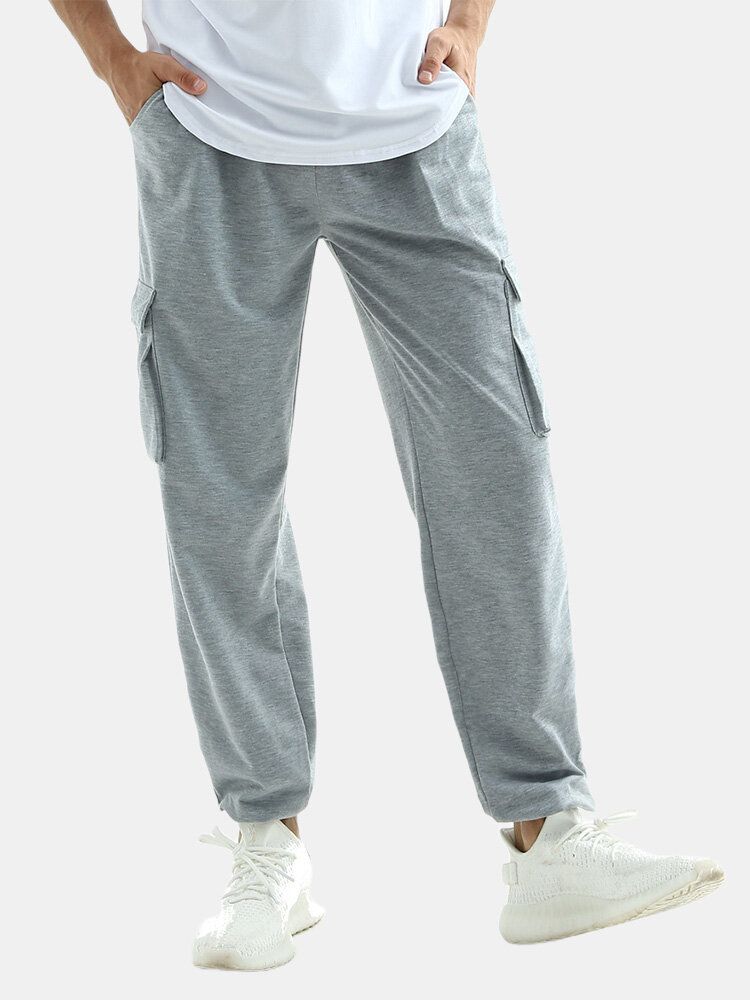 Pantalones De Jogging Gery Con Múltiples Bolsillos De Cintura Elástica De Algodón Para Hombre