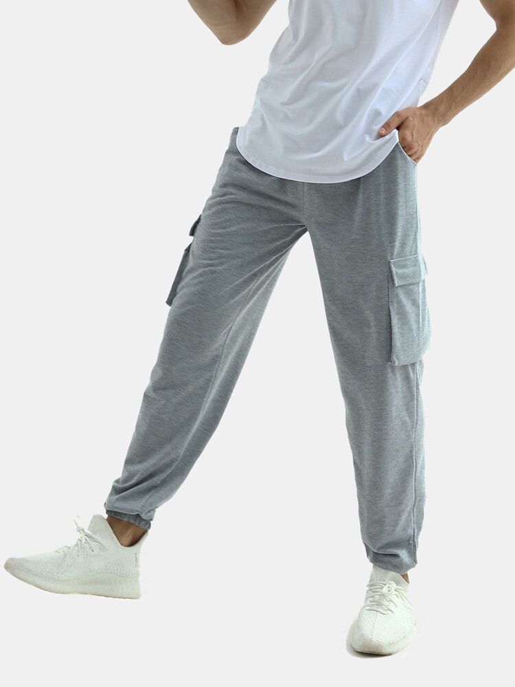 Pantalones De Jogging Gery Con Múltiples Bolsillos De Cintura Elástica De Algodón Para Hombre