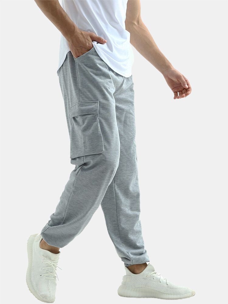 Pantalones De Jogging Gery Con Múltiples Bolsillos De Cintura Elástica De Algodón Para Hombre