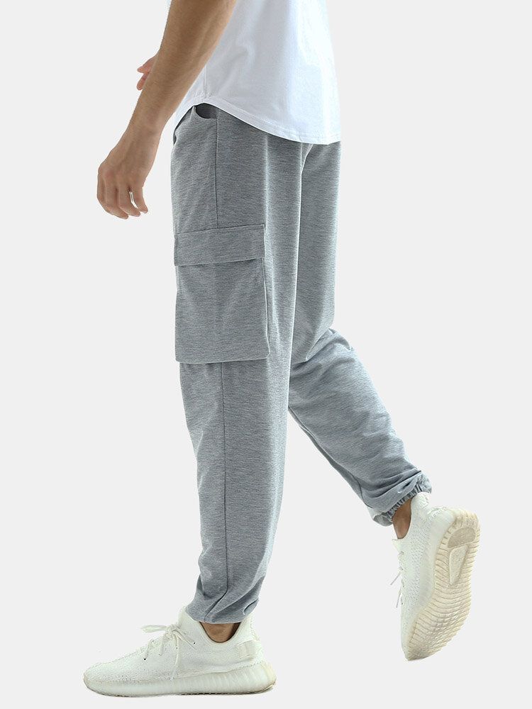 Pantalones De Jogging Gery Con Múltiples Bolsillos De Cintura Elástica De Algodón Para Hombre