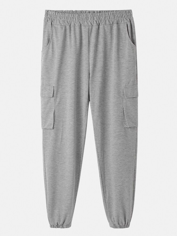 Pantalones De Jogging Gery Con Múltiples Bolsillos De Cintura Elástica De Algodón Para Hombre