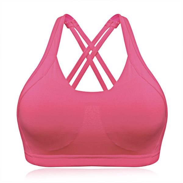 Sexy Cozy Pure Color Back Criss-cross Wireless Full Cup Chaleco Yoga Sujetador Deportivo