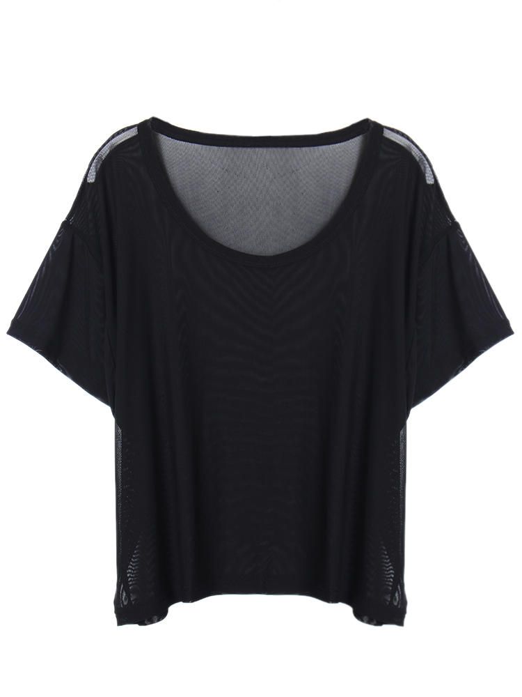 Sexy Mesh Hollow Out Wicking Sport Smock Camiseta De Mujer