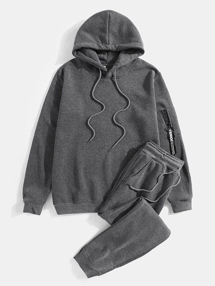 Sudadera Con Capucha Con Cordón Y Estampado De Camuflaje Para Hombre Pantalones Deportivos De Dos Piezas