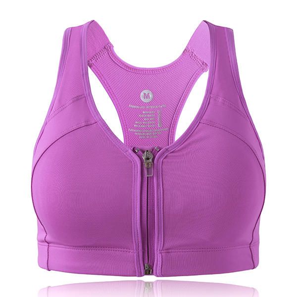 Sujetador De Chaleco Deportivo De Yoga Acolchado Con Cremallera Frontal