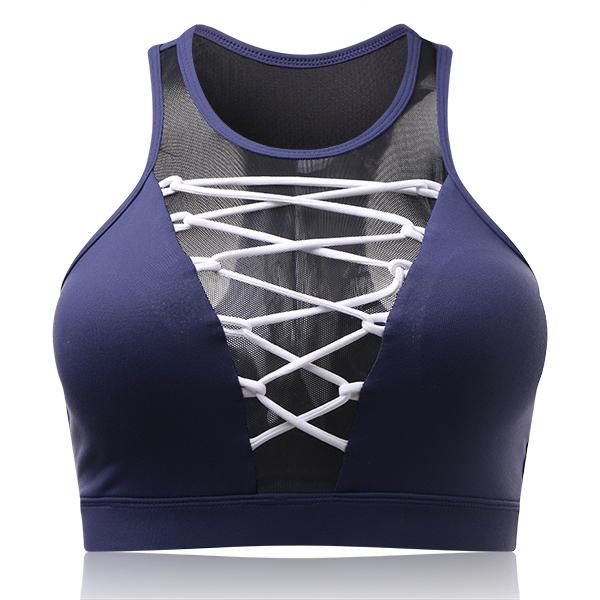 Sujetador Deportivo De Mujer Con Tirantes Cruzados De Cuello Alto Tops De Yoga