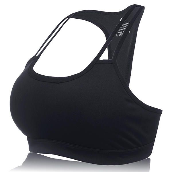 Sujetador Deportivo Push Up Wireless Sin Costuras Con Relleno A Prueba De Golpes De Color Negro