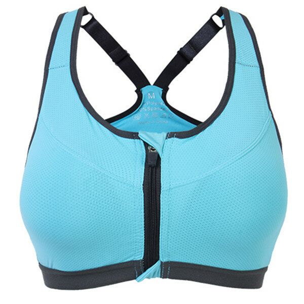 Sujetador Deportivo Sin Cables A Prueba De Sacudidas Para Mujer Top Con Cremallera Frontal Yoga Running Top