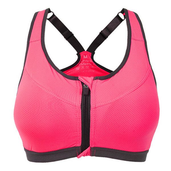 Sujetador Deportivo Sin Cables A Prueba De Sacudidas Para Mujer Top Con Cremallera Frontal Yoga Running Top