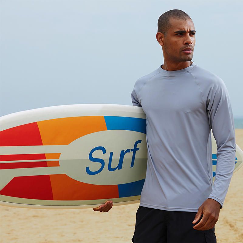 Tops De Traje De Baño Transpirables De Manga Larga Para Playa De Verano Para Hombre