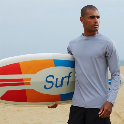 Tops De Traje De Baño Transpirables De Manga Larga Para Playa De Verano Para Hombre