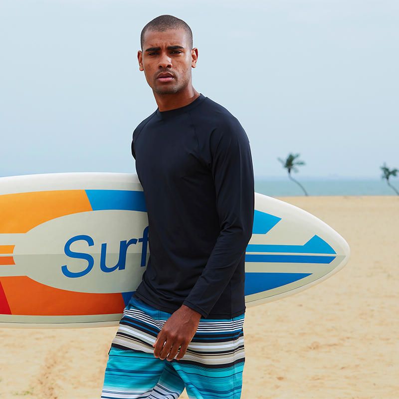 Tops De Traje De Baño Transpirables De Manga Larga Para Playa De Verano Para Hombre