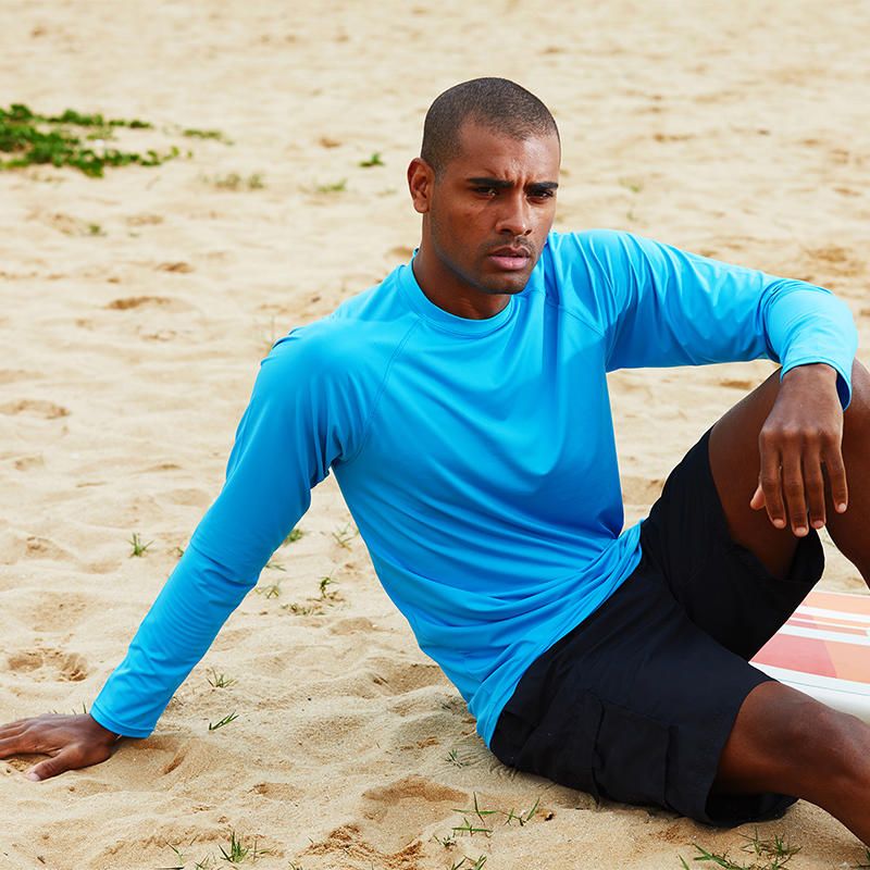 Tops De Traje De Baño Transpirables De Manga Larga Para Playa De Verano Para Hombre