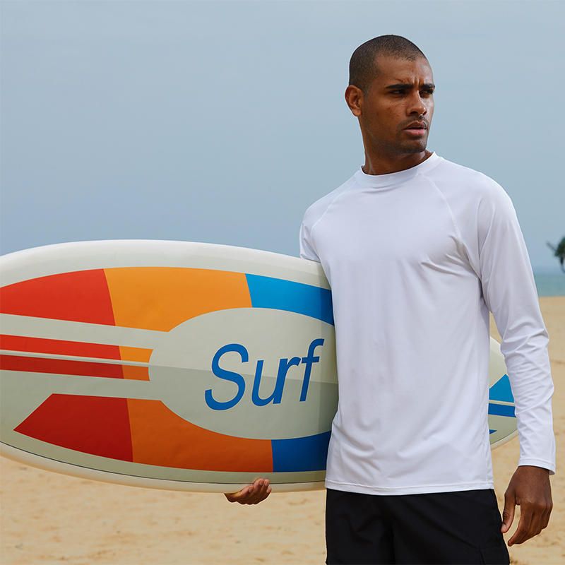 Tops De Traje De Baño Transpirables De Manga Larga Para Playa De Verano Para Hombre