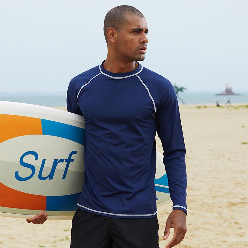 Tops De Traje De Baño Transpirables De Manga Larga Para Playa De Verano Para Hombre