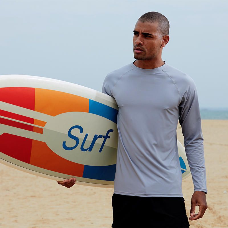 Tops De Traje De Baño Transpirables De Manga Larga Para Playa De Verano Para Hombre