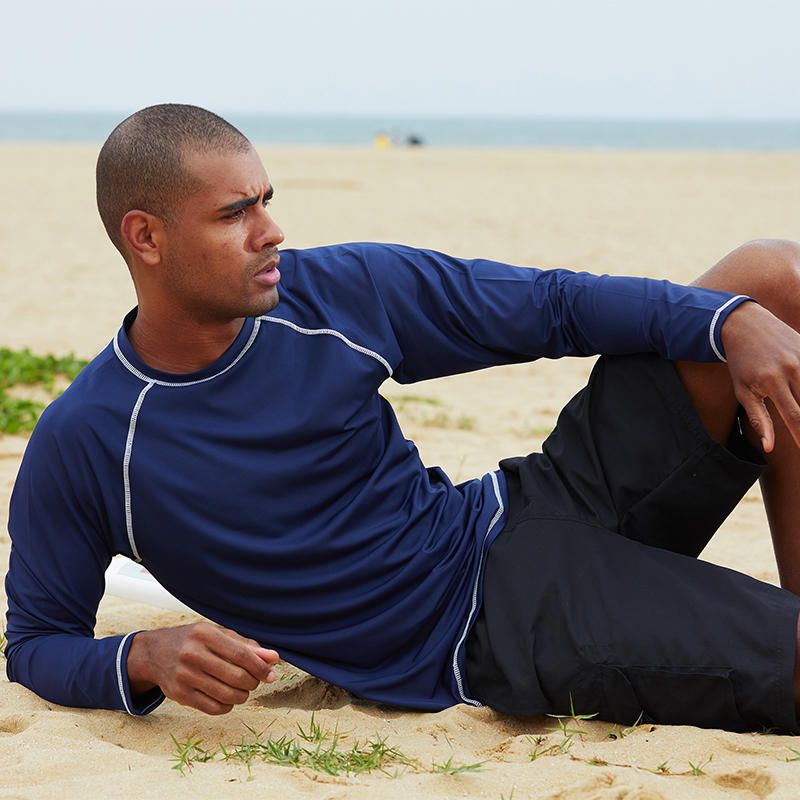 Tops De Traje De Baño Transpirables De Manga Larga Para Playa De Verano Para Hombre