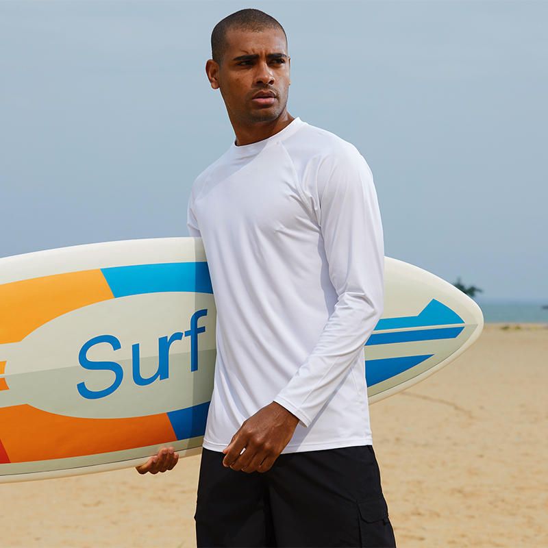 Tops De Traje De Baño Transpirables De Manga Larga Para Playa De Verano Para Hombre