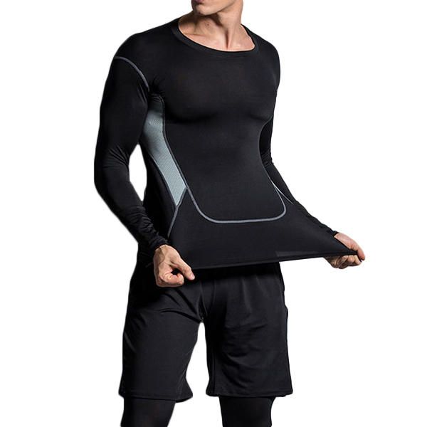 Trajes De Fitness Elásticos De Tres Piezas Pantalones Deportivos Transpirables De Entrenamiento De Manga Larga Para Hombre